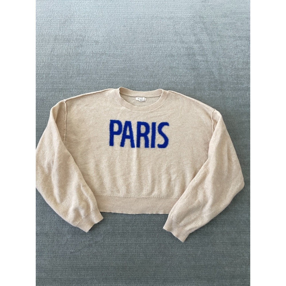 Anthropologie Pilcro The Alani Cropped Cashmere Paris Sweater Womens Large Beige